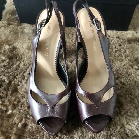 Emporio Armani platform heels in burgundy size 37 - Picture 4 of 8